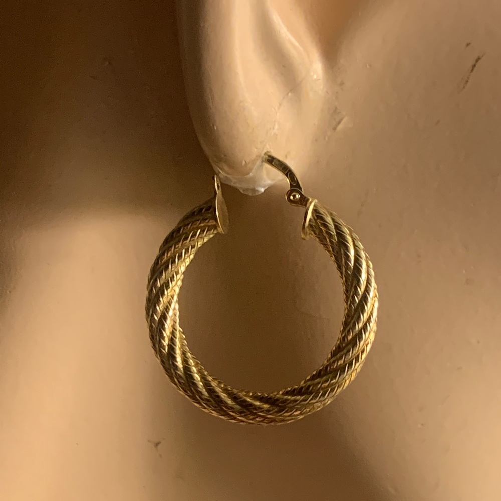 JACMEL ITALY HOOPS TWISTED BRAIDED ROPE 925 GOLD VERMEIL EARRINGS
